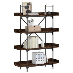 vidaXL Librería 4 estantes madera ingeniería roble humo 100x33x145,5cm