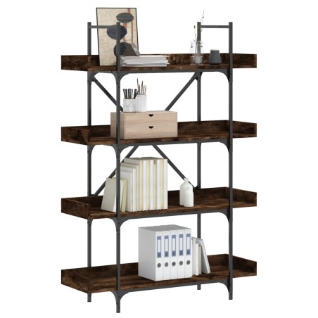 vidaXL Librería 4 estantes madera ingeniería roble humo 100x33x145,5cm