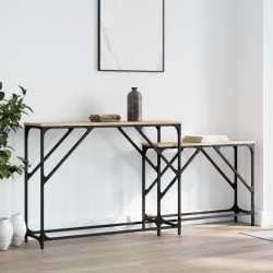 vidaXL Mesas consola apilables 2 pzas madera ingeniería roble Sonoma