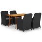 vidaXL Juego de comedor para jardín 5 piezas negro vidaXL Juego de comedor para jardín 5 piezas negro