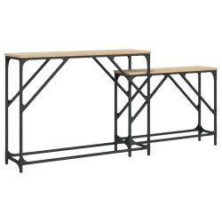 vidaXL Mesas consola apilables 2 pzas madera ingeniería roble Sonoma