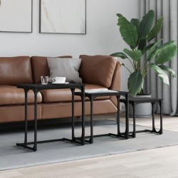 vidaXL Mesas de centro apilables 3 piezas madera de ingeniería negro