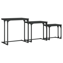 vidaXL Mesas de centro apilables 3 piezas madera de ingeniería negro