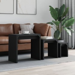 vidaXL Mesas de centro apilables 3 piezas madera de ingeniería negro