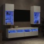 vidaXL Muebles de TV de pared con LED 5 pzas madera ingeniería blanco