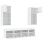 vidaXL Muebles de TV de pared con LED 5 pzas madera ingeniería blanco