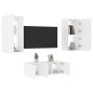 vidaXL Muebles de TV de pared con LED 4 pzas madera ingeniería blanco vidaXL Muebles de TV de pared con LED 4 pzas madera ingeniería blanco
