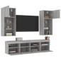 vidaXL Muebles TV pared con LED 5 pzas madera ingeniería gris Sonoma vidaXL Muebles TV pared con LED 5 pzas madera ingeniería gris Sonoma