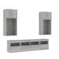 vidaXL Muebles TV pared con LED 5 pzas madera ingeniería gris Sonoma vidaXL Muebles TV pared con LED 5 pzas madera ingeniería gris Sonoma