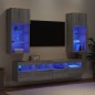 vidaXL Muebles TV pared con LED 5 pzas madera ingeniería gris Sonoma vidaXL Muebles TV pared con LED 5 pzas madera ingeniería gris Sonoma