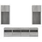 vidaXL Muebles TV pared con LED 5 pzas madera ingeniería gris Sonoma vidaXL Muebles TV pared con LED 5 pzas madera ingeniería gris Sonoma