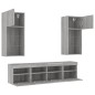 vidaXL Muebles TV pared con LED 5 pzas madera ingeniería gris Sonoma vidaXL Muebles TV pared con LED 5 pzas madera ingeniería gris Sonoma