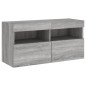 vidaXL Muebles TV pared con LED 5 pzas madera ingeniería gris Sonoma vidaXL Muebles TV pared con LED 5 pzas madera ingeniería gris Sonoma