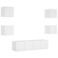 vidaXL Muebles de TV de pared con LED 6 pzas madera ingeniería blanco vidaXL Muebles de TV de pared con LED 6 pzas madera ingeniería blanco