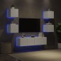 vidaXL Muebles de TV de pared con LED 6 pzas madera ingeniería blanco vidaXL Muebles de TV de pared con LED 6 pzas madera ingeniería blanco