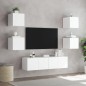 vidaXL Muebles de TV de pared con LED 6 pzas madera ingeniería blanco vidaXL Muebles de TV de pared con LED 6 pzas madera ingeniería blanco
