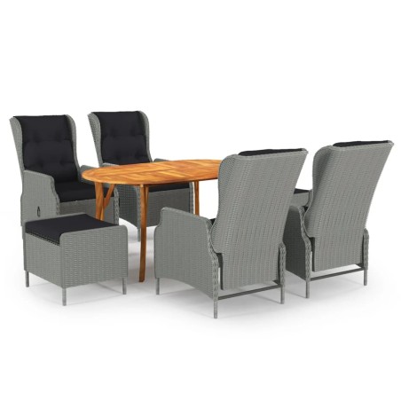 vidaXL Juego de comedor para jardín de 7 piezas gris claro
