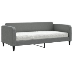 vidaXL Sofá cama con colchón tela gris oscuro 90x200 cm