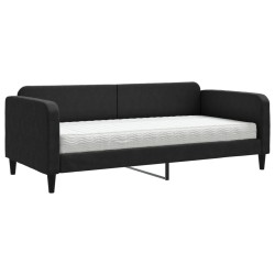 vidaXL Sofá cama con colchón tela negro 90x200 cm