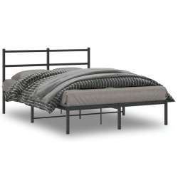vidaXL Estructura de cama con cabecero metal negro 135x190 cm