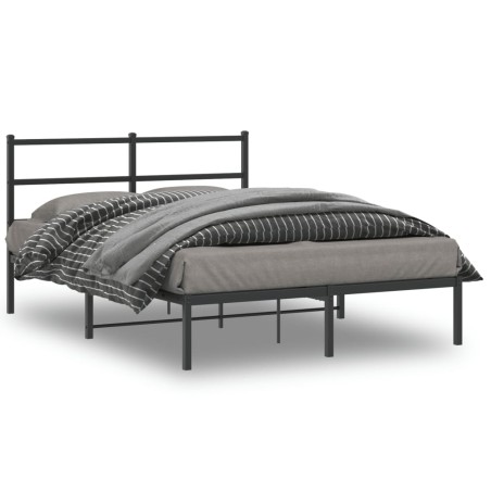 vidaXL Estructura de cama con cabecero metal negro 135x190 cm
