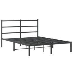 vidaXL Estructura de cama con cabecero metal negro 135x190 cm