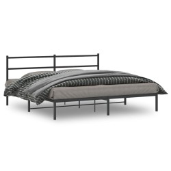 vidaXL Estructura de cama con cabecero metal negro 183x213 cm