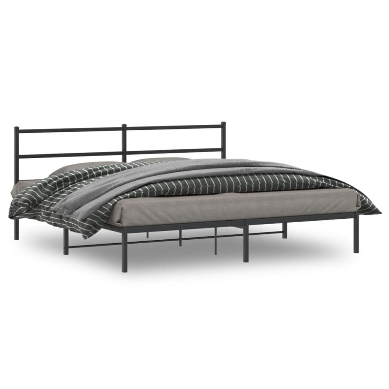vidaXL Estructura de cama con cabecero metal negro 183x213 cm vidaXL Estructura de cama con cabecero metal negro 183x213 cm