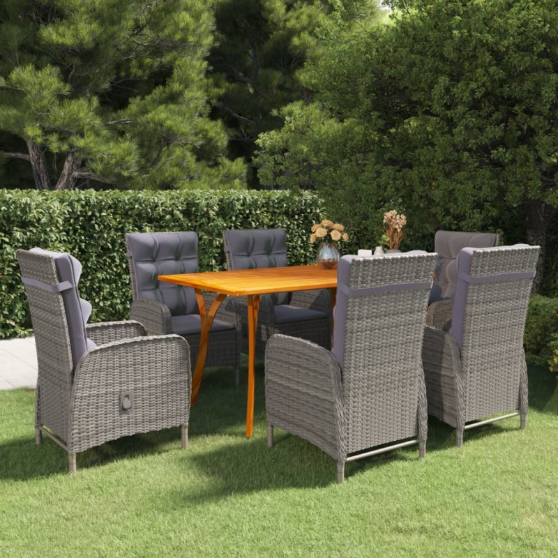 vidaXL Juego de comedor de jardín de 7 piezas gris vidaXL Juego de comedor de jardín de 7 piezas gris