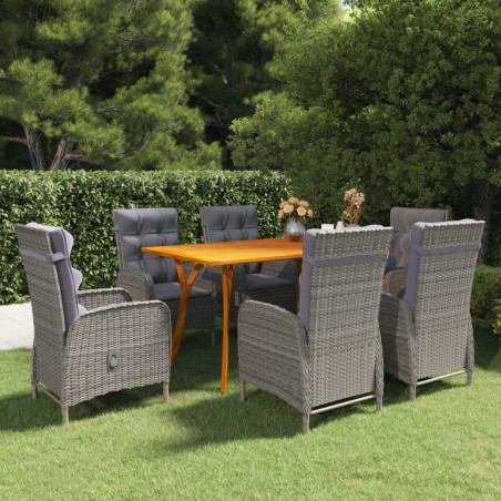vidaXL Juego de comedor de jardín de 7 piezas gris