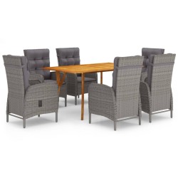 vidaXL Juego de comedor de jardín de 7 piezas gris