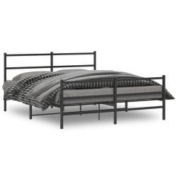 vidaXL Estructura de cama con cabecero y estribo metal negro 150x200cm