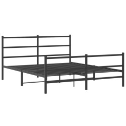 vidaXL Estructura de cama con cabecero y estribo metal negro 150x200cm