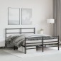 vidaXL Estructura de cama con cabecero y estribo metal negro 150x200cm