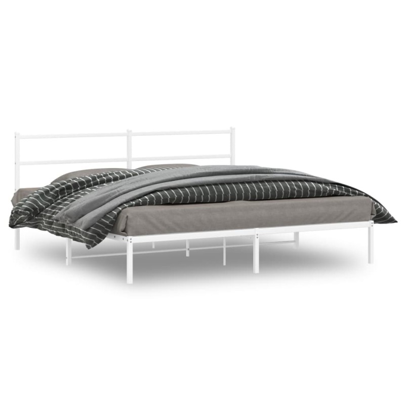 vidaXL Estructura de cama de metal con cabecero blanco 193x203 cm