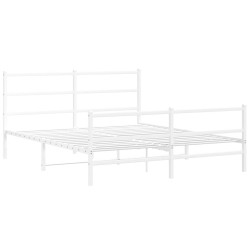 vidaXL Estructura cama metal con cabecero y estribo blanco 150x200 cm