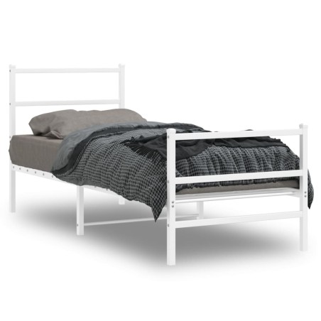 vidaXL Estructura cama metal con cabecero y estribo blanco 75x190 cm
