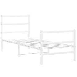 vidaXL Estructura cama metal con cabecero y estribo blanco 75x190 cm