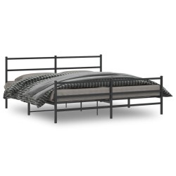 vidaXL Estructura de cama con cabecero y estribo metal negro 180x200cm