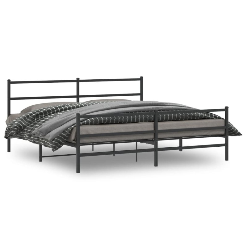 vidaXL Estructura de cama con cabecero y estribo metal negro 180x200cm vidaXL Estructura de cama con cabecero y estribo metal negro 180x200cm