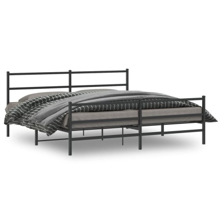 vidaXL Estructura de cama con cabecero y estribo metal negro 180x200cm