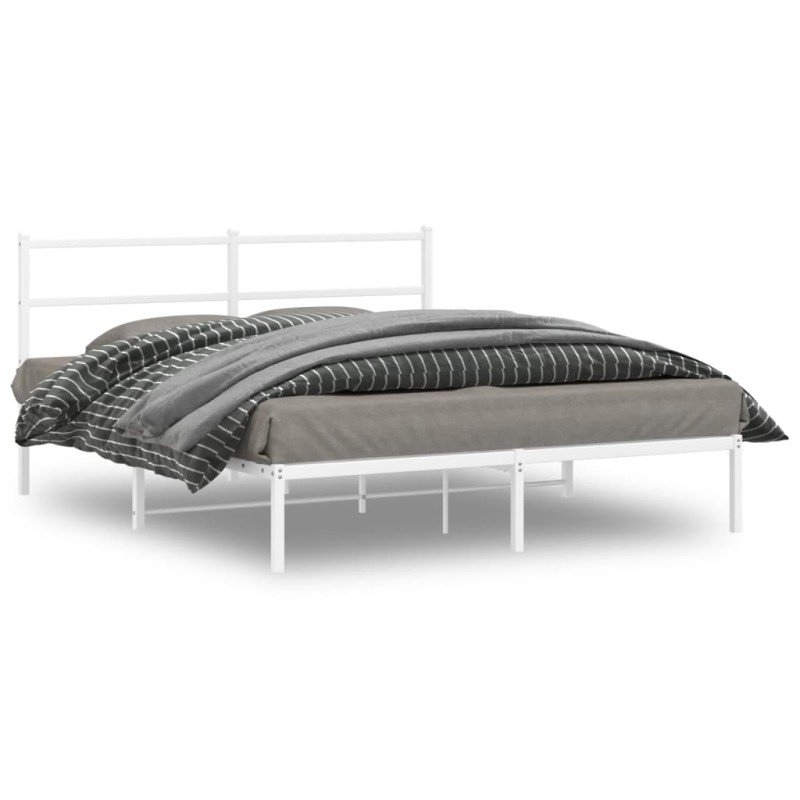 vidaXL Estructura de cama con cabecero metal blanca 160x200 cm vidaXL Estructura de cama con cabecero metal blanca 160x200 cm