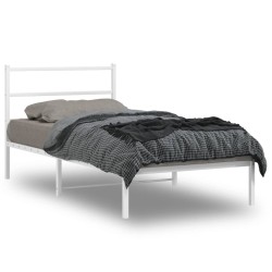 vidaXL Estructura de cama de metal con cabecero blanco 100x190 cm