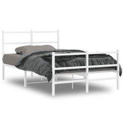 vidaXL Estructura cama metal con cabecero y estribo blanco 120x190 cm