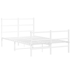 vidaXL Estructura cama metal con cabecero y estribo blanco 120x190 cm
