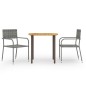 vidaXL Juego de comedor de jardín 3 pzas ratán sintético gris vidaXL Juego de comedor de jardín 3 pzas ratán sintético gris