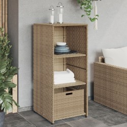 vidaXL Armario de almacenaje de jardín ratán PE beige 50x55x115 cm