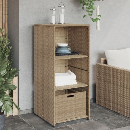 vidaXL Armario de almacenaje de jardín ratán PE beige 50x55x115 cm