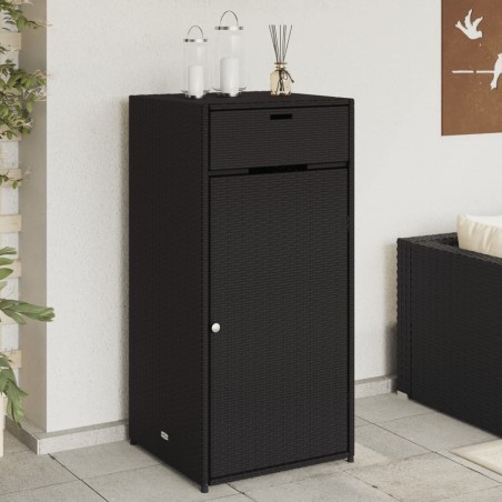 vidaXL Armario de almacenaje de jardín ratán PE negro 55x55x111 cm