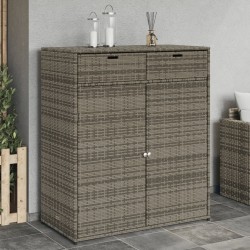 vidaXL Armario de almacenaje de jardín ratán PE gris 105x55x113 cm
